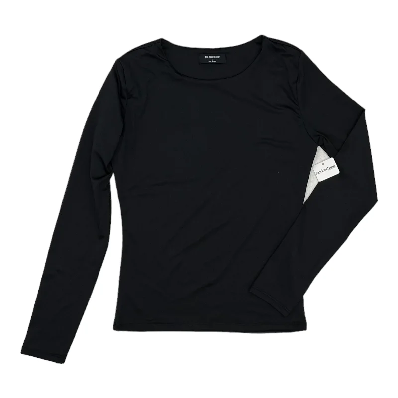 Women's Blouse with Rounded CollarBLACK TOP LS by WORKSHOP Size:L