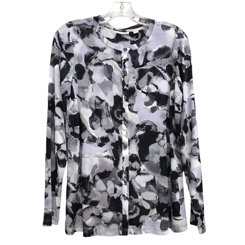 Women's Blouse for Special OccasionsGREY & WHITE TOP LS by LOGO Size:M