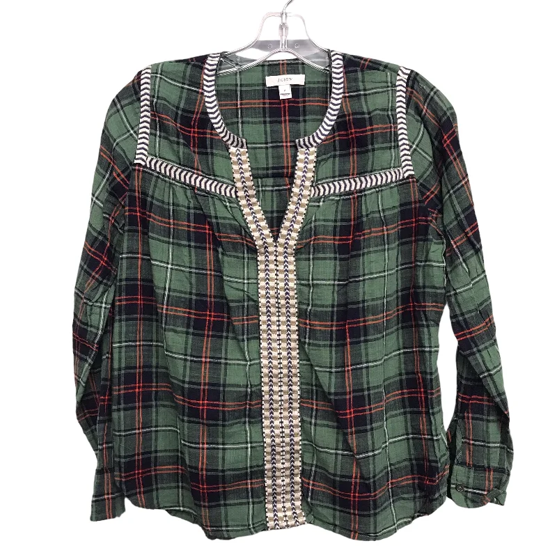 Women's Blouse with Low CollarPLAID PATTERN TOP LS by J. CREW Size:XS