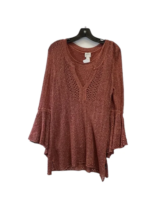 Women's Blouse with Shirt CollarTop 2pc Long Sleeve By Chicos In Rust, Size: S