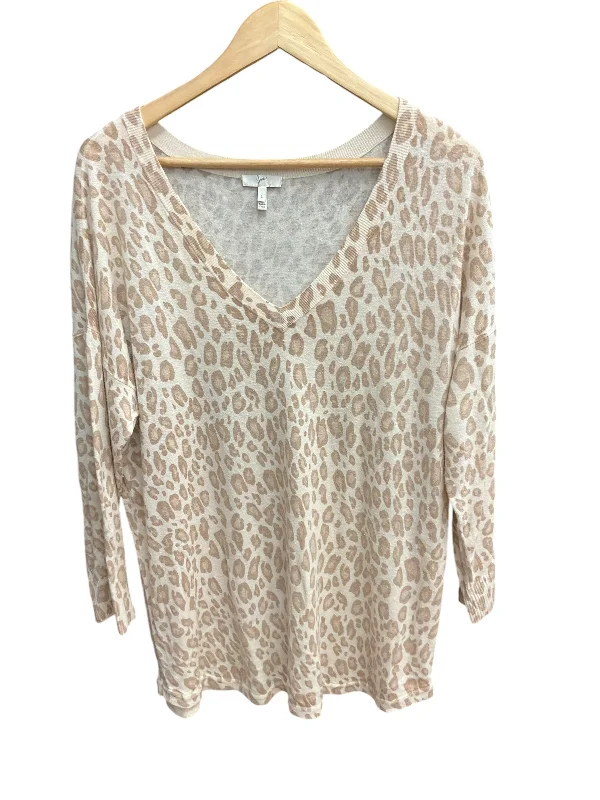 Women's Blouse with Shawl CollarTop 3/4 Sleeve By Joie In Animal Print, Size: L