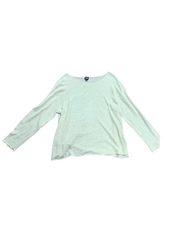 Women's Blouse with Low CollarTop Long Sleeve Basic By Eileen Fisher In Green, Size: 3x