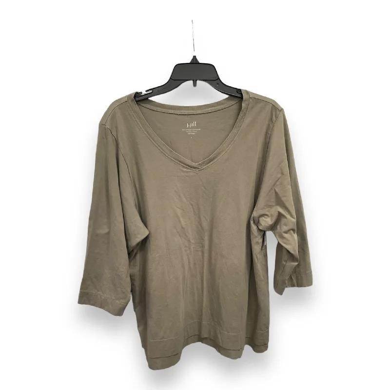 Women's Blouse with PeterTop Long Sleeve Basic By J. Jill In Green, Size: L