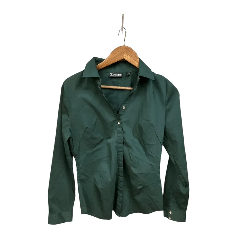 Women's Blouse with Shawl CollarTop Long Sleeve Basic By New York And Co In Green, Size: S