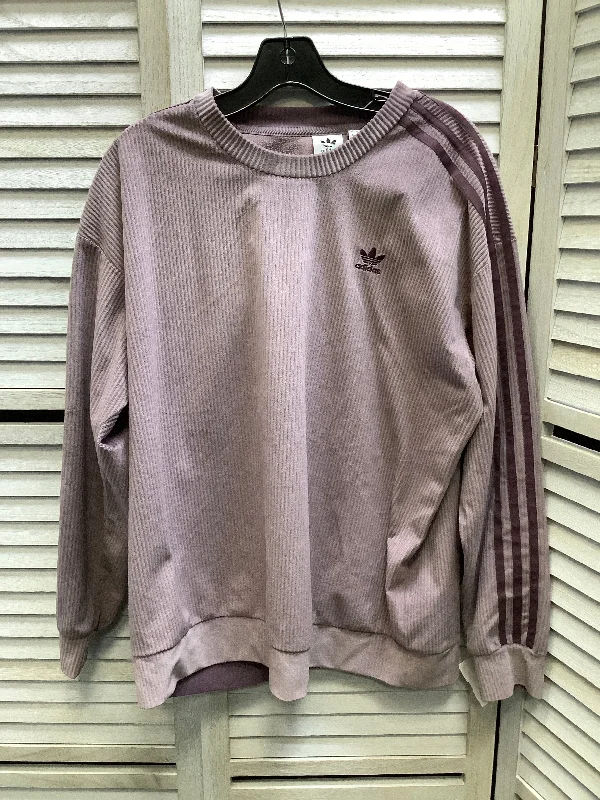 Women's Blouse with U-Shaped CollarTop Long Sleeve By Adidas In Purple, Size: M