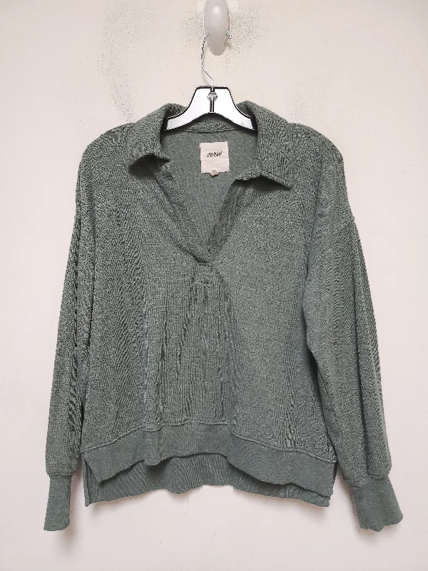 Women's Blouse with High CollarTop Long Sleeve By Aerie In Green, Size: Xs