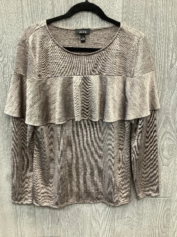 Women's Blouse with Long LengthTop Long Sleeve By Alyx In Silver, Size: L