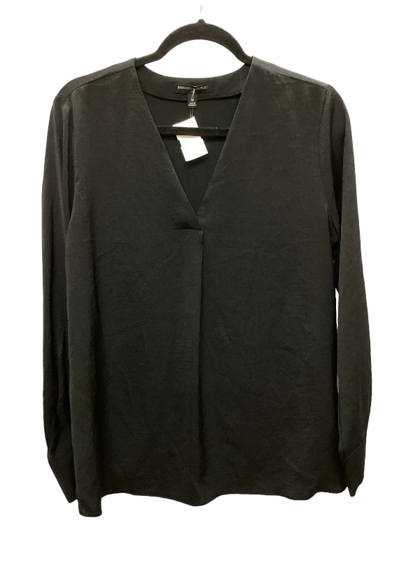 Women's High-Neck BlouseTop Long Sleeve By Banana Republic In Black, Size: M