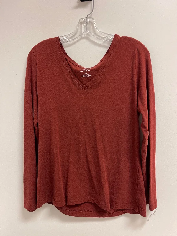 Women's Blouse for SchoolTop Long Sleeve By Banana Republic In Orange, Size: L