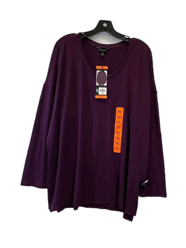 Women's Blouse with Keyhole NeckTop Long Sleeve By Banana Republic In Purple, Size: Xxl