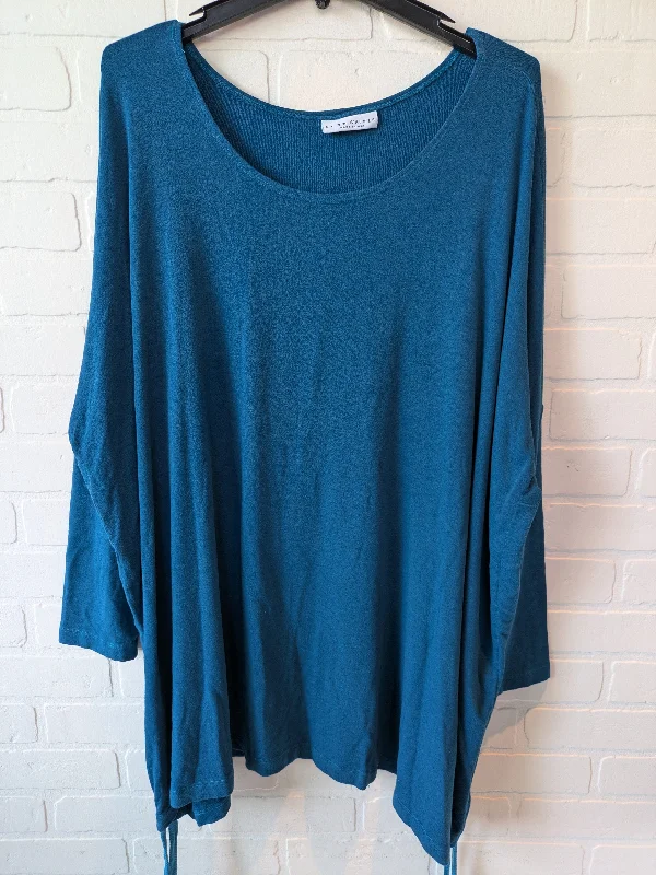 Women's Solid BlouseTop Long Sleeve By Bryn Walker In Blue, Size: Xl