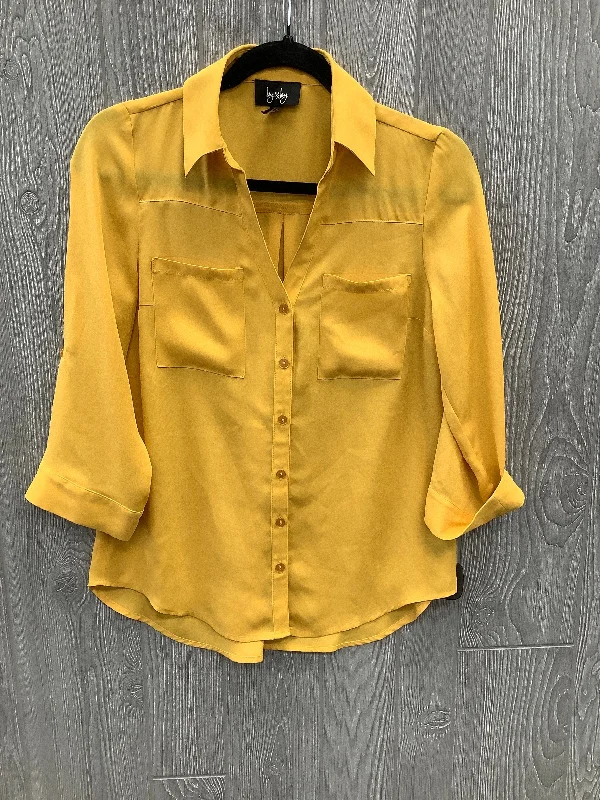 Women's Blouse with Cropped LengthTop Long Sleeve By By & By In Yellow, Size: S