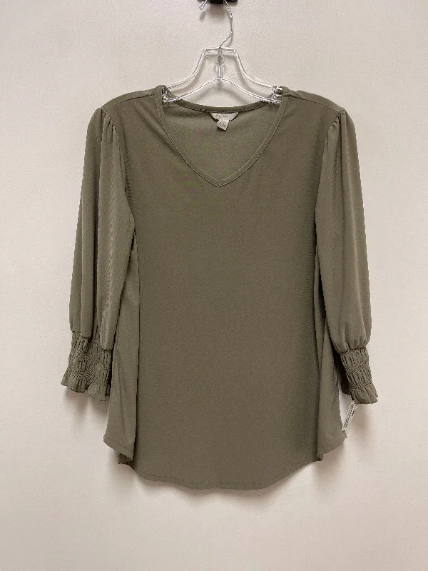 Women's Blouse with Mandarin CollarTop Long Sleeve By Cato In Green, Size: Xs