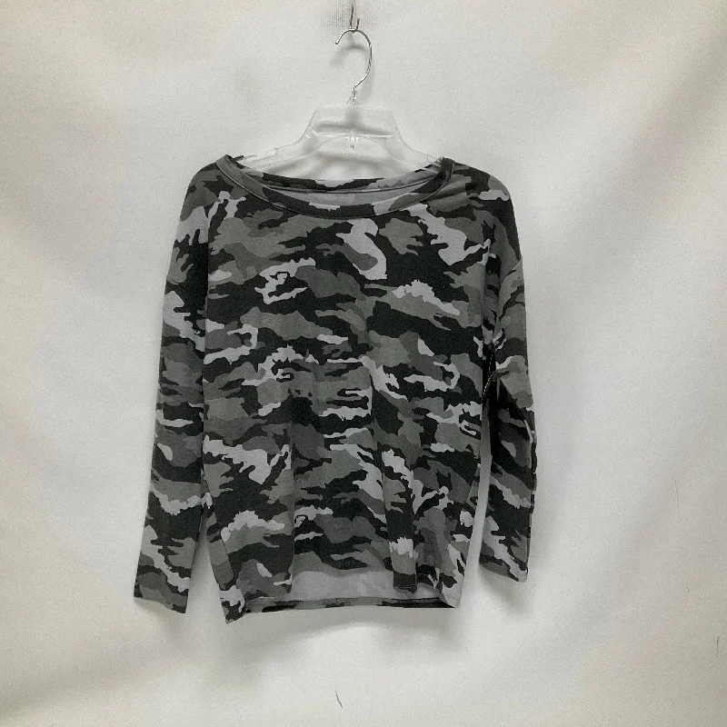 Women's Blouse with Peter Pan CollarTop Long Sleeve By Chaser In Camouflage Print, Size: M