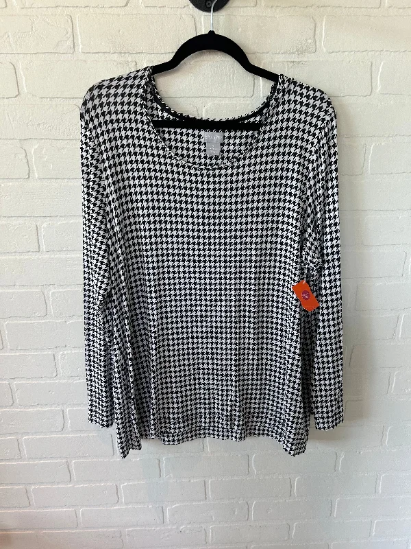 Women's Patterned BlouseTop Long Sleeve By Chicos In Houndstooth, Size: Xl