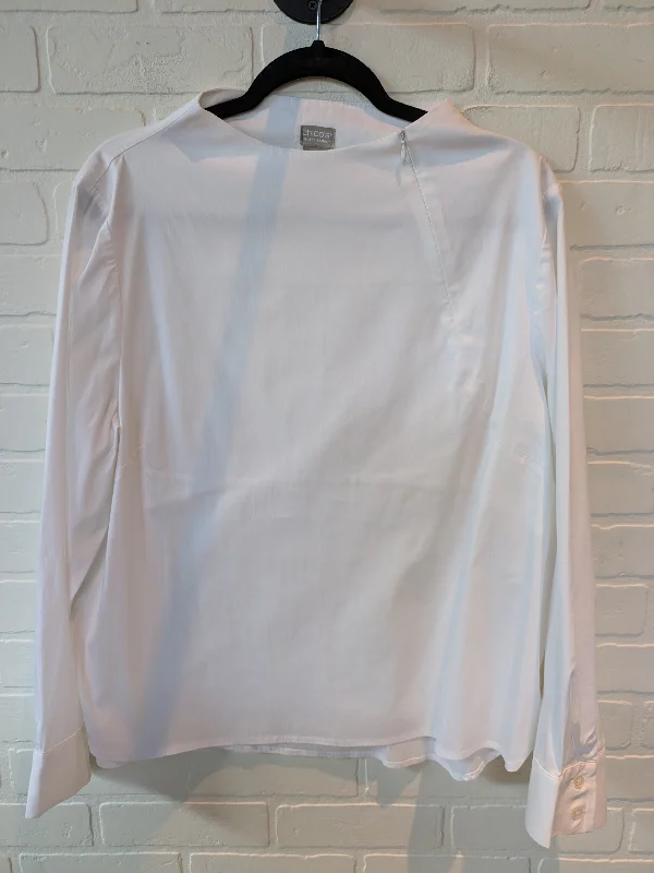 Women's Blouse with Sweetheart CollarTop Long Sleeve By Chicos In White, Size: Xl