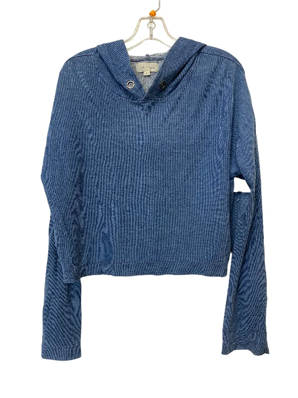 Women's Blouse with Square CollarTop Long Sleeve By Cloth & Stone In Blue, Size: L