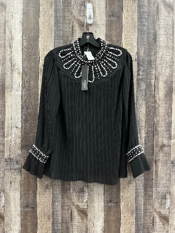 Women's Blouse with Asymmetrical HemTop Long Sleeve By Cme In Black, Size: S