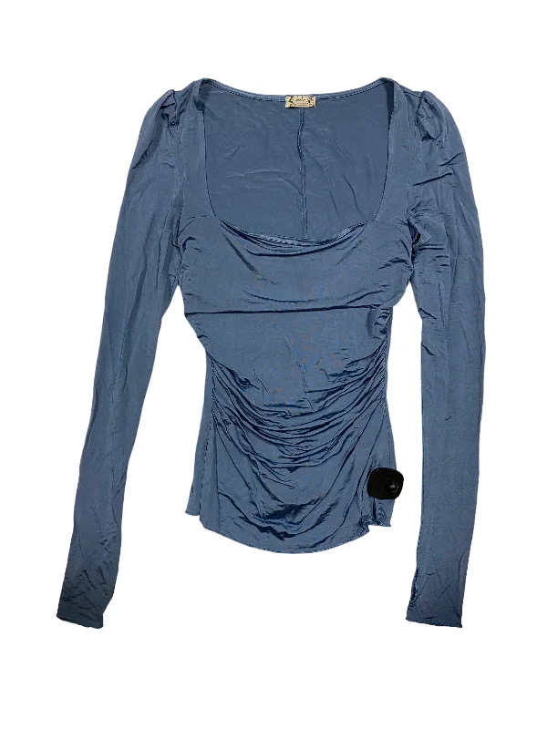 Women's Blouse with Sweetheart CollarTop Long Sleeve By Free People In Blue, Size: Xs