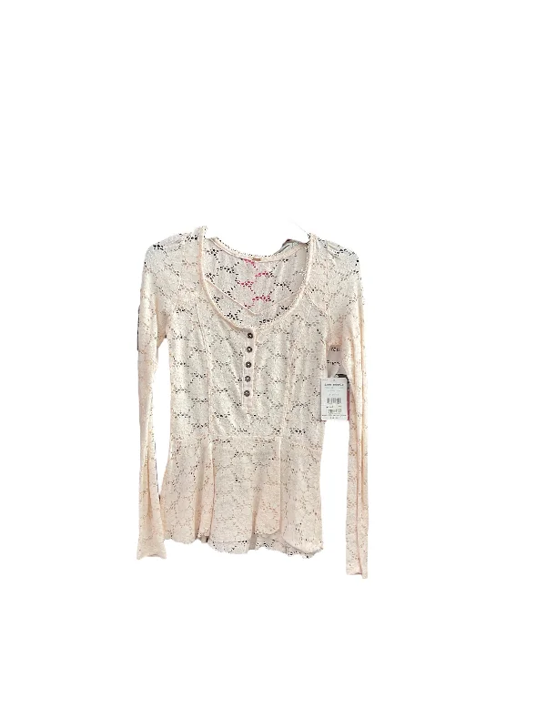 Women's Blouse with RufflesTop Long Sleeve By Free People In Peach, Size: Xs