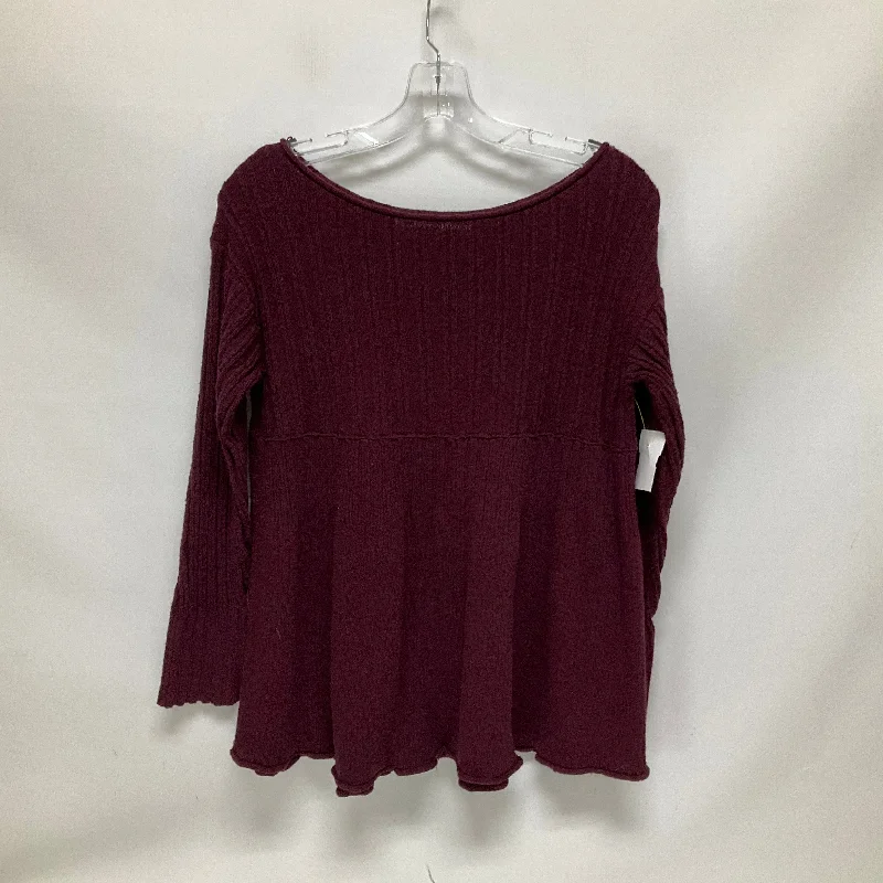 Women's Blouse with Mandarin CollarTop Long Sleeve By Free People In Purple, Size: Xs