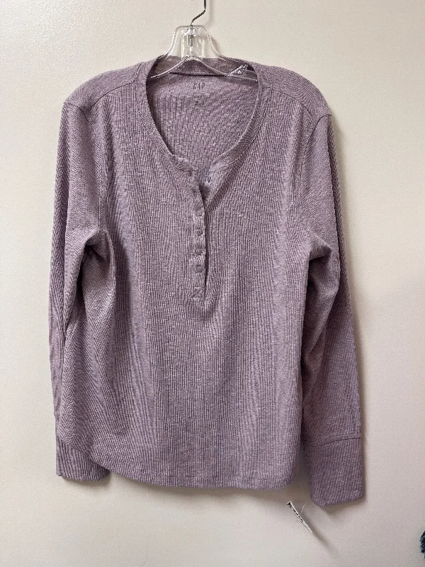 Women's Blouse with Keyhole CollarTop Long Sleeve By Gap In Purple, Size: Xl