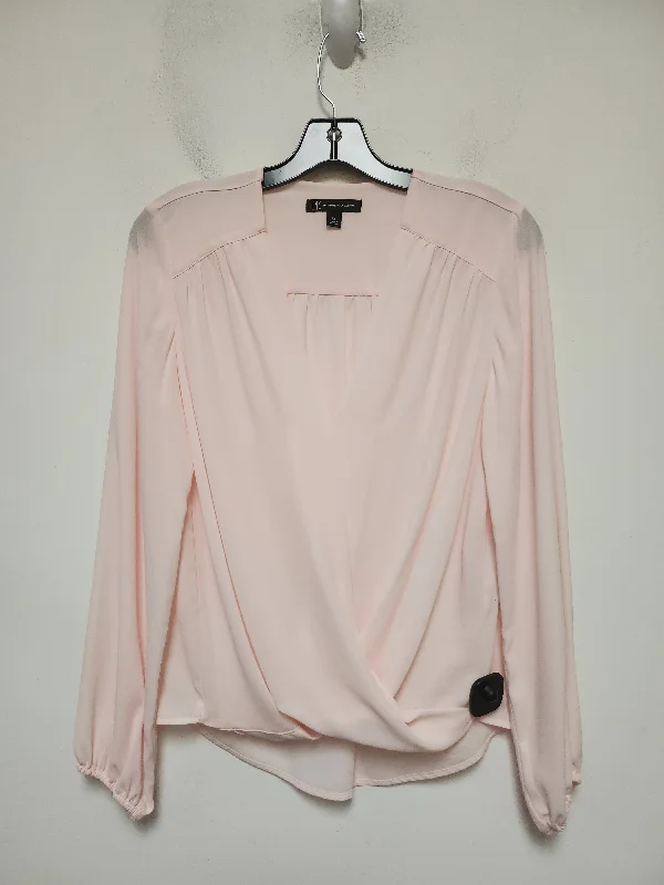 Women's Blouse with Fur TrimTop Long Sleeve By Inc In Pink, Size: Xs