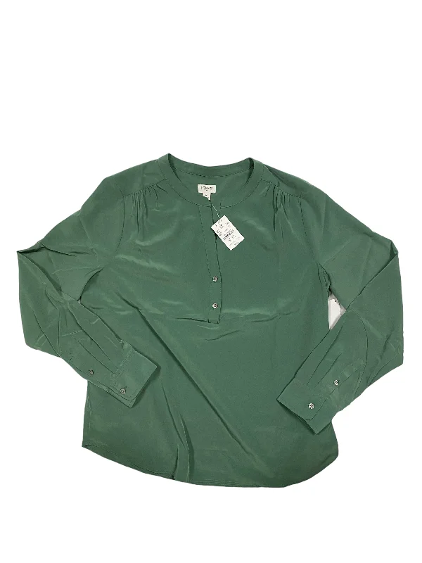 Women's Blouse with Narrow CollarTop Long Sleeve By J. Crew In Green, Size: M