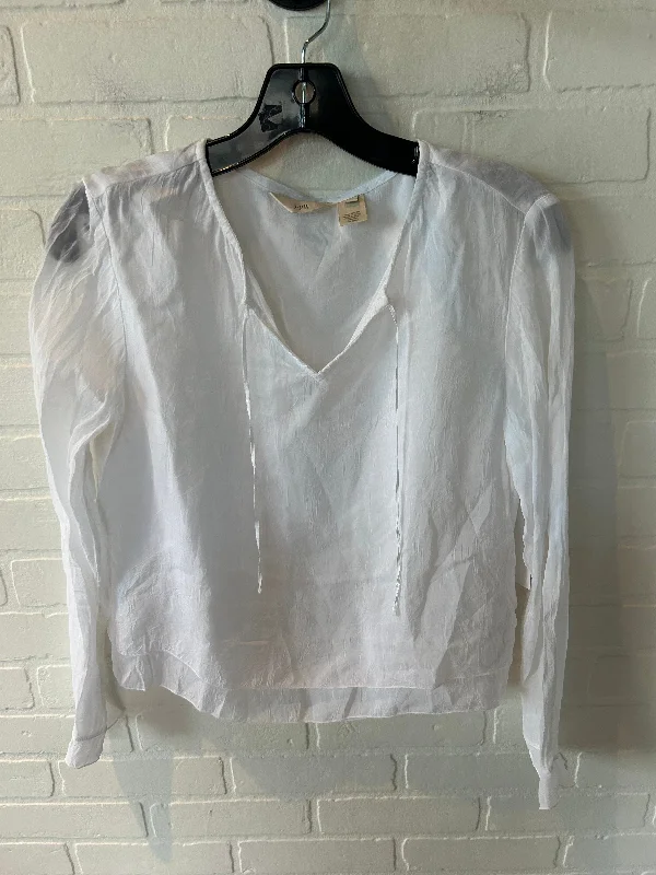 Women's Blouse with Low CollarTop Long Sleeve By J. Jill In White, Size: Xs