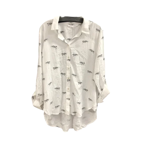 Women's Blouse with Keyhole CollarTop Long Sleeve By Jane And Delancey In White, Size: Xl