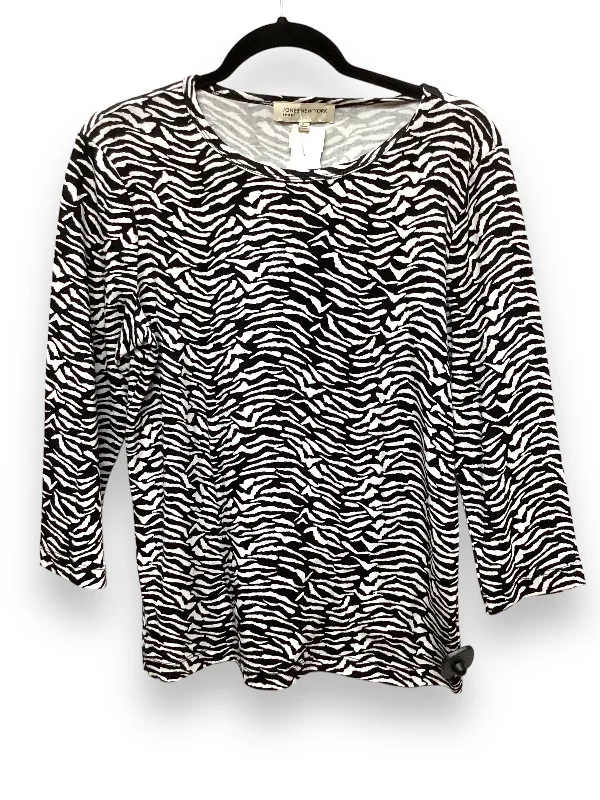 Women's Solid BlouseTop Long Sleeve By Jones New York In Zebra Print, Size: L