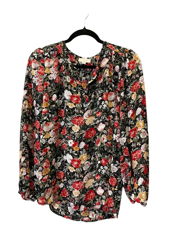 Women's Blouse for OfficeTop Long Sleeve By Loft In Floral Print, Size: Xs