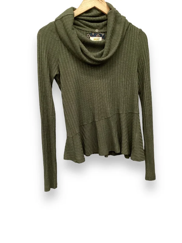 Women's Blouse with Keyhole CollarTop Long Sleeve By Maeve In Green, Size: Xs