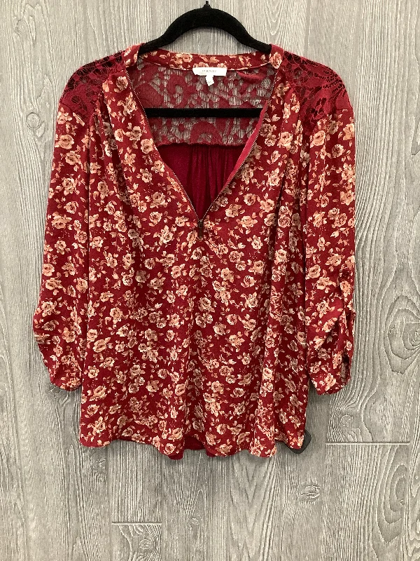 Women's Blouse with Short SleevesTop Long Sleeve By Maurices In Red, Size: Xl