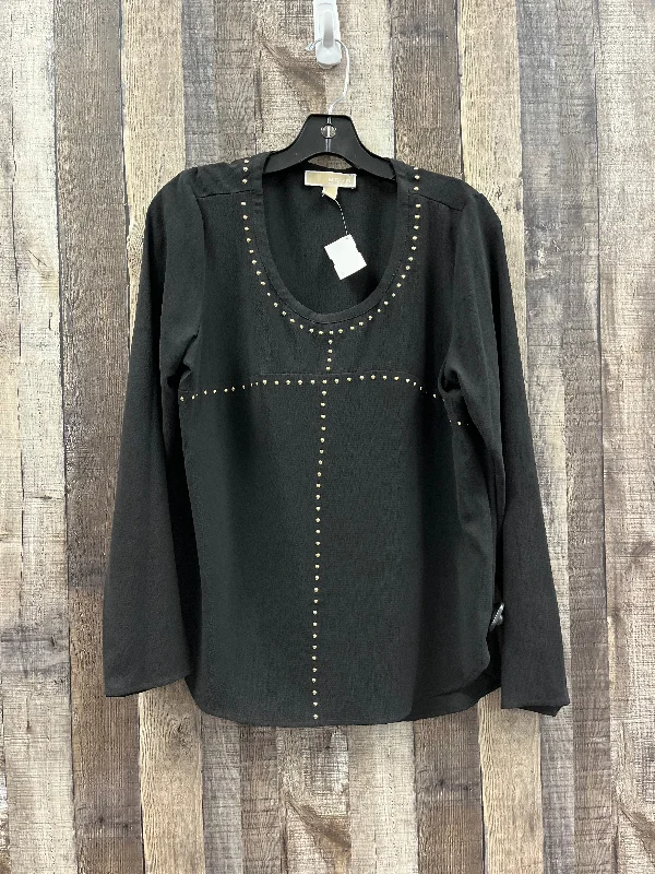 Women's Blouse with U-Shaped NeckTop Long Sleeve By Michael By Michael Kors In Black, Size: M