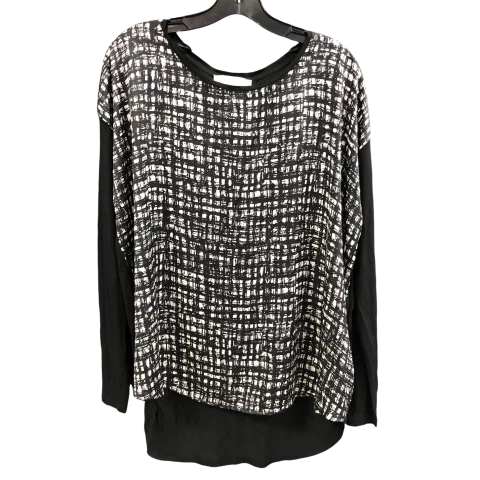 Women's Blouse with V-Shaped CollarTop Long Sleeve By Michael By Michael Kors In Black & White, Size: Xl