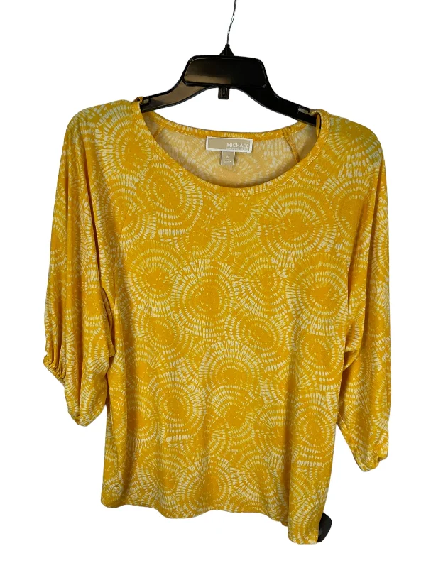 Women's Blouse with PocketsTop Long Sleeve By Michael By Michael Kors In Yellow, Size: M