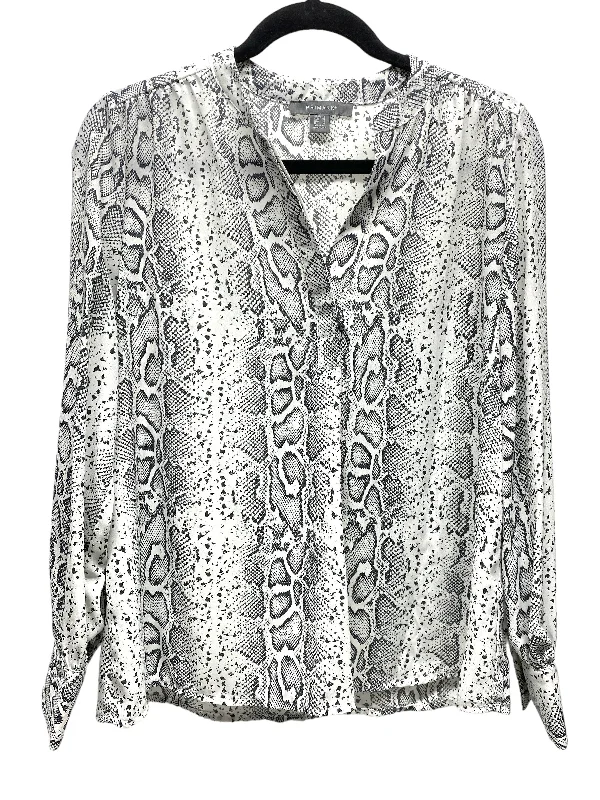 Women's Blouse with RufflesTop Long Sleeve By Primark In Snakeskin Print, Size: 2