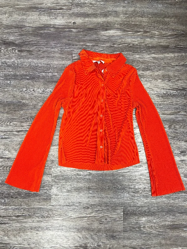 Women's Blouse with Wide CollarTop Long Sleeve By Ro & De In Orange, Size: Xs