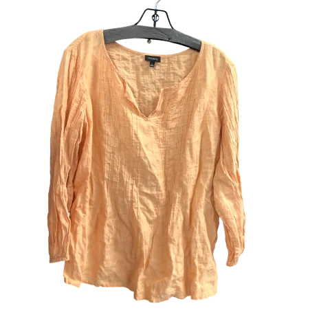 Women's Blouse with Mid-LengthTop Long Sleeve By Talbots In Peach, Size: L