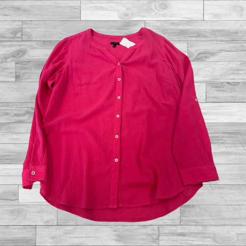 Women's Blouse with PleatsTop Long Sleeve By Talbots In Pink, Size: M