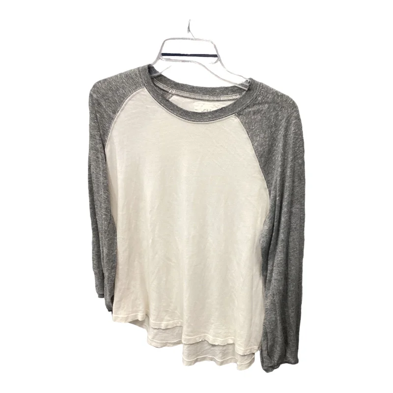 Women's Blouse with Rounded HemTop Long Sleeve By The Great. In Cream & Grey, Size: 0