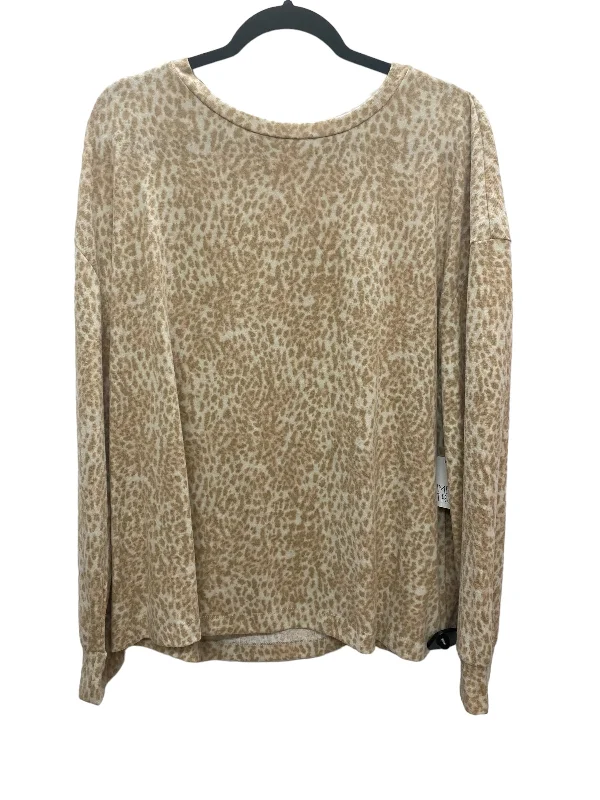 Women's Ruffled BlouseTop Long Sleeve By Time And Tru In Animal Print, Size: 2x