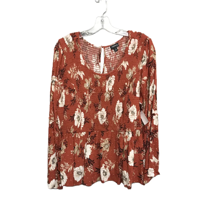 Women's Blouse with Boat CollarTop Long Sleeve By Torrid In Floral Print, Size: 3x