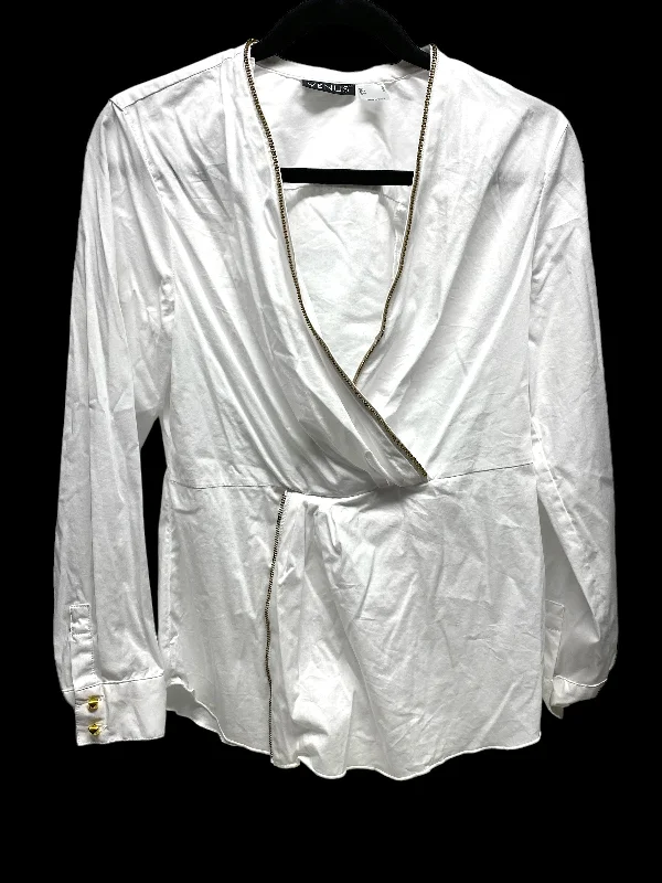 Women's Blouse with SleevelessTop Long Sleeve By Venus In White, Size: 8