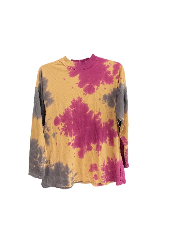 Women's Blouse with Notched CollarTop Long Sleeve By We The Free In Tie Dye Print, Size: Xs