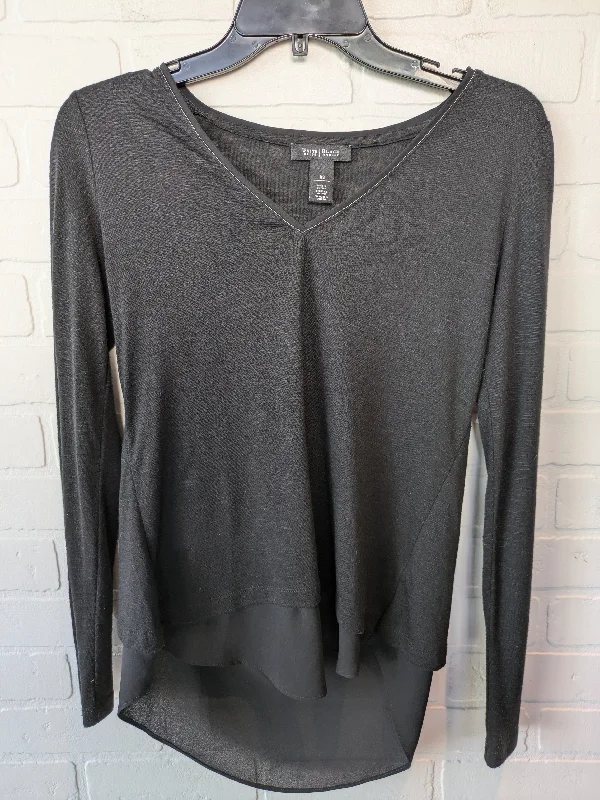 Women's Blouse with Rounded CollarTop Long Sleeve By White House Black Market In Black, Size: Xs