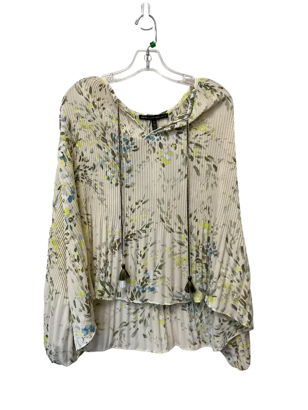 Women's Blouse with Narrow CollarTop Long Sleeve By White House Black Market In Multi-colored, Size: S