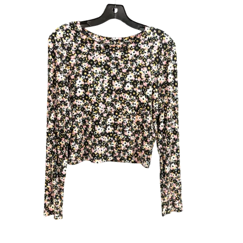 Women's Blouse with U-Shaped CollarTop Long Sleeve By Wild Fable In Floral Print, Size: L