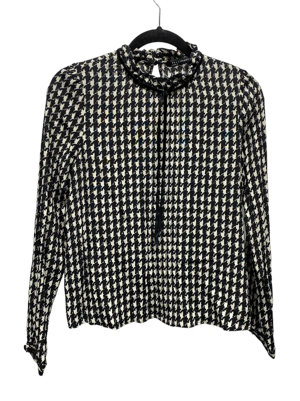 Women's Blouse with Cropped LengthTop Long Sleeve By Zara Women In Black & Cream, Size: S